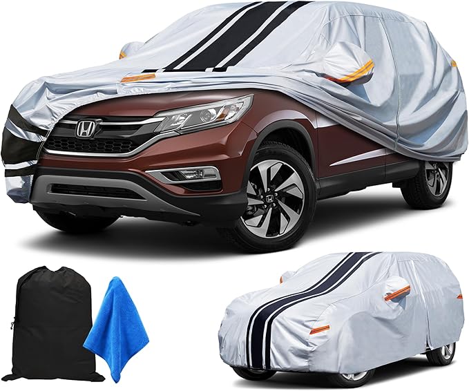 [2025 Upgrade] 10-Layer SUV Car Cover Waterproof All Weather. Outdoor Full Exterior Covers for Toyota RAV4, Honda CR-V CRV, GMC Terrain, Lexus NX, Kia Sorento Etc. Size A11 (Length 182 to 190 inch)