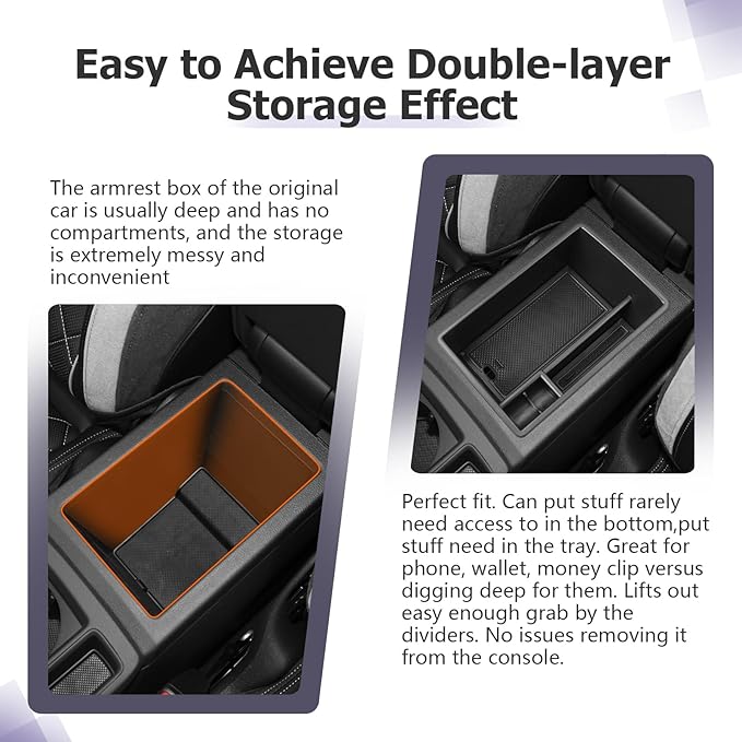 LUWU for 2019 2020 2021 2022 2023 2024 Audi Q3 Center Console Organizer 2024 2025 Audi Q3 Accessories 2024 2025 Audi Q3 F3 Armrest Console Organizer 2025 Q3 Audi Armrest Organizer Insert Tray (Black)