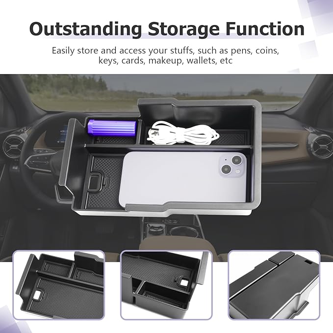 LUWU Equinox Center Console Organizer Compatible with 2025 Chevrolet Equinox Accessories 2025 Equinox Center Console Organizer 2025 Equinox Armrest Console Organizer Armrest Organizer Insert Tray