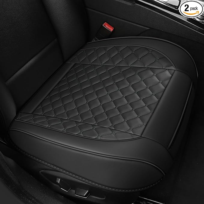 2pcs Car Seat Covers for Upgrade Leather,Car Seat Protector Water Proof Material,No Slip Soft,Side Wrapping,Bottom Seat Covers Universal for Most Automotive,Vans,Trucks,Suvs (Black)
