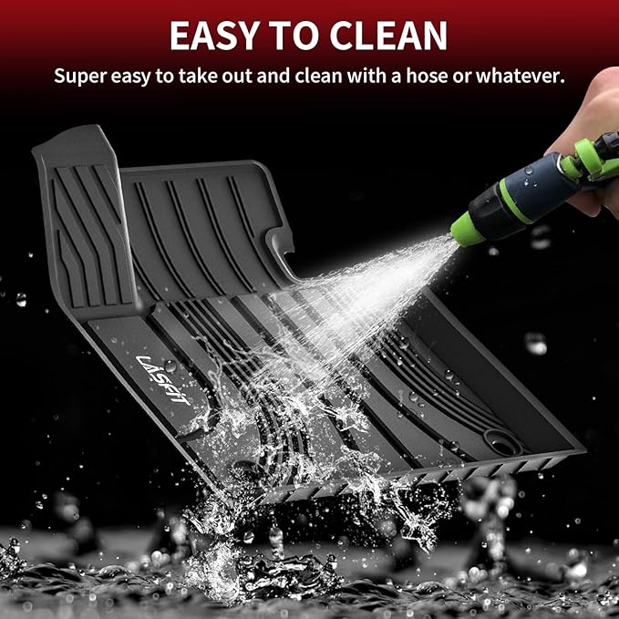 LASFIT Floor Mats for Hyundai Santa Fe 2021 2022 2023 (Only Fit Gas, Not Fit Hybrid or PHEV), All Weather TPE Custom Fit Car Floor Liners 1st & 2nd Row Mats Accessoires, Black