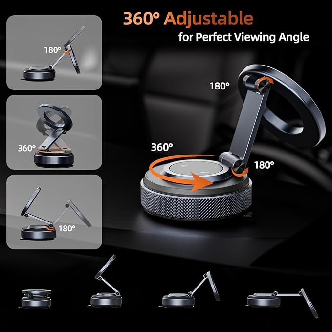 2026 Upgraded Vacuum Magnetic Phone Holder for Car for Magsafe [24X Strongest Magnets][5X Durability] 360° Adjustable Car Phone Mount, Cell Phone Holders for iPhone 17 Pro Max 16-12 Air Plus