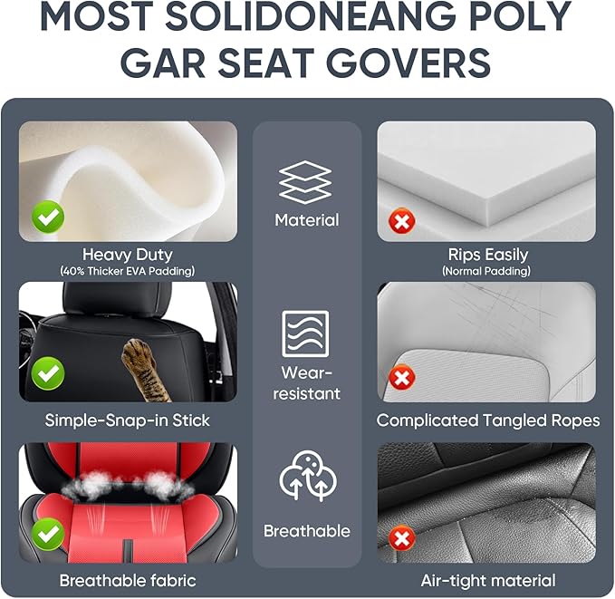 Auto Car Seat Covers Accessories Full Set Leather Cushion Protector Breathable Waterproof Seat Cover for Cars Universal Fit (Black&Red, Full Set Without Headrest)