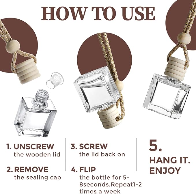 2- Pack Amber Sandalwood Car Air Freshener Hanging Long Lasting Car Scent Essential Oil Diffuser Car Perfume Inspired Fragrances for Men and Women by VUTOLLOSA