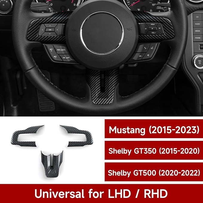 Youtaiche ABS Carbon Fiber Cover Trim Decoration for Ford Mustang 2015 2016 2017 2018 2019 2020 2021 2022 2023 Shelby GT350 2015-2020 GT500 2020-2022 Car Interior Accessories Sticker
