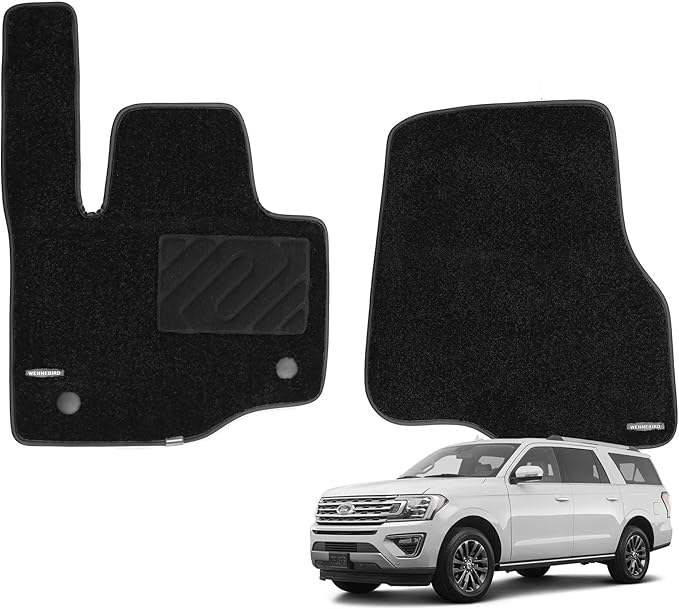 WENNEBIRD Superior Carpet Front Row Floor Mats for 2018-2024 Ford Expedition/Expedition MAX, 0.6-Inch Ultra-Thick, Noise-Reducing, All-Weather Waterproof Anti-Slip – 2-Pc Set