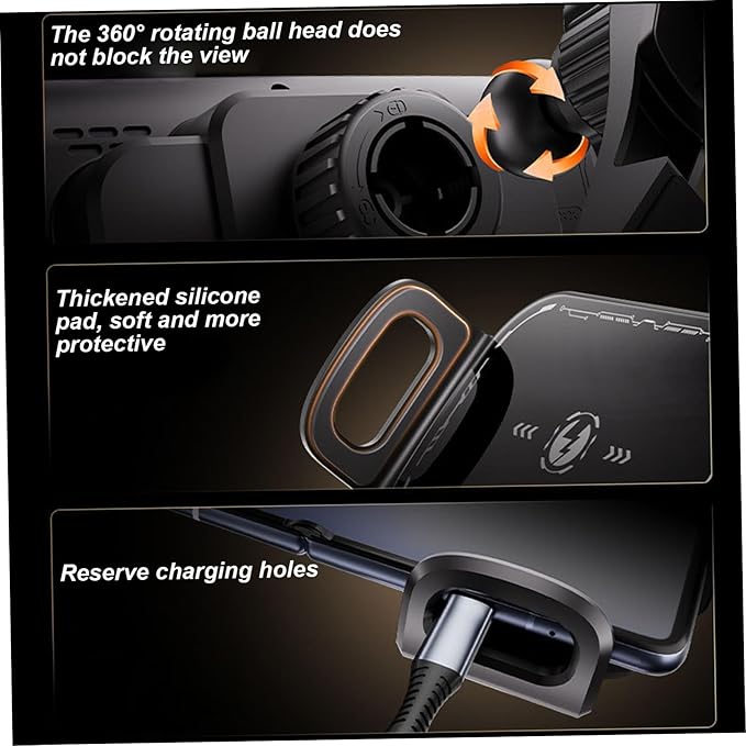 Wireless Charging Rotating Car Mount, Auto Rotating Phone Holder Grey, 15W Fast Charging Phone Car Mount Touch Control Wireless Chargers