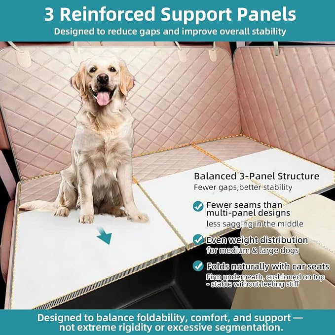 Waterproof Dog Car Seat Cover for Back Seat – Heavy Duty Back Seat Extender for Dogs with Hard Bottom, 7-Layer Protection, Non-Slip & Scratchproof, Easy to Install (Beige)