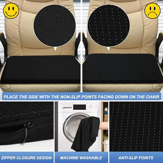 Gel Seat Cushion for Long Sitting - 18.5" x 17" x 1.4" (Large＆Soft) Gel Cushion for People Over 100 lbs, Pressure Relief Cushions for Office Chair, Egg Cushions for Wheelchair, Seat Pad for Car