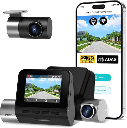 70mai 2.7K Dash Cam Front and Rear A500S, Dual Dash Camera for Cars, Dashcam with APP, Sony IMX335, ADAS, Built-in WiFi GPS, 2'' IPS Screen, WDR, Night Vision, 24/7 Parking Mode, Loop Recording
