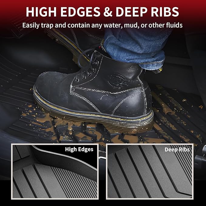 LASFIT Floor Mats&Trunk Mat Fit for BMW X5 2019-2024 2025 2026 40i/45e/50e/50i/M/M50i/M60i, All Weather TPE Custom Fit 1st&2nd Row Full Set Car Mats & Cargo Liner(Only for 5 Passengers), Black