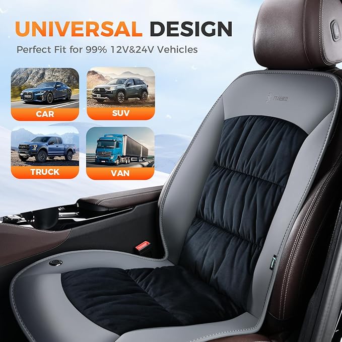 FLORICH Winter Driver or Passenger Car Seat Cushion for Full Back and Seat Comfortable Seat Cover for Cars Trucks SUV Van, Gray