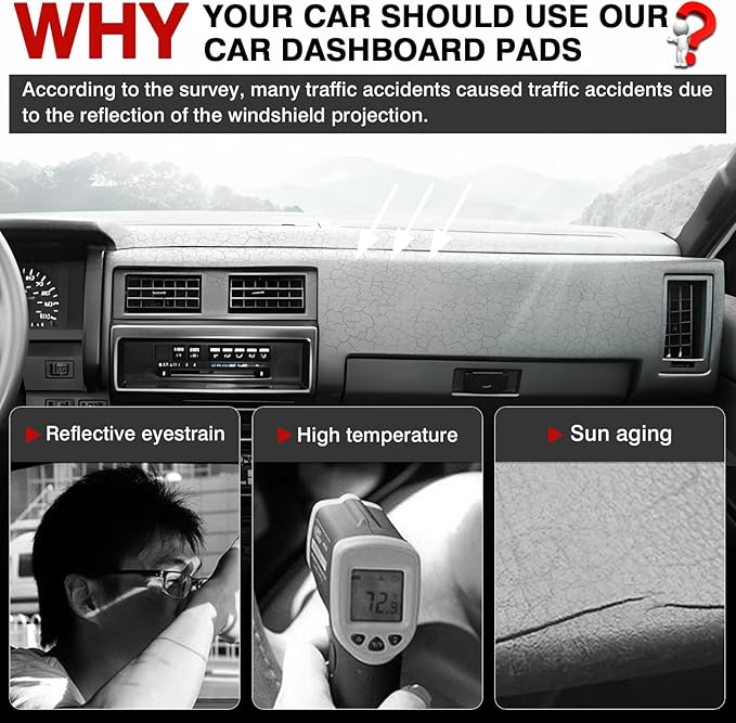 Autorder Dashboard Cover Mat for 1986-1993 Nissan Pathfinder D21 Accessories Dash Cover Upgrade Velvet Dash Mat Sunshade Glare UV Rays Protector