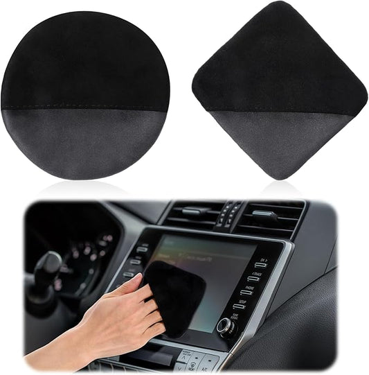 2Pcs Car Touch Screen Cleaner Cloth,4.2"×4.2" Square Microfiber Car Screen Cleaner,Black Auto Screen Cleaning Pad Car Interior Cleaner Wipes for Vehicle Dashboard LCD Display