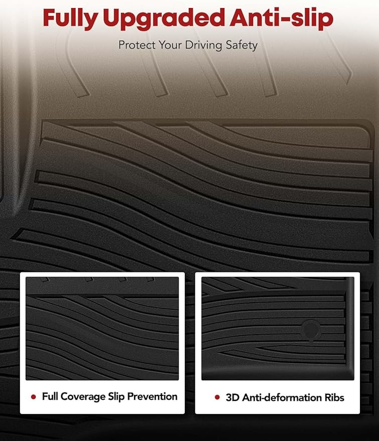 YHTAUTO Floor Mats Fit Chevy & GMC & Cadillac Models-Silverado, Suburban, Tahoe, Sierra, Yukon, Escalade, TPE All Weather Car Mats Waterproof Odorless Floor Liner