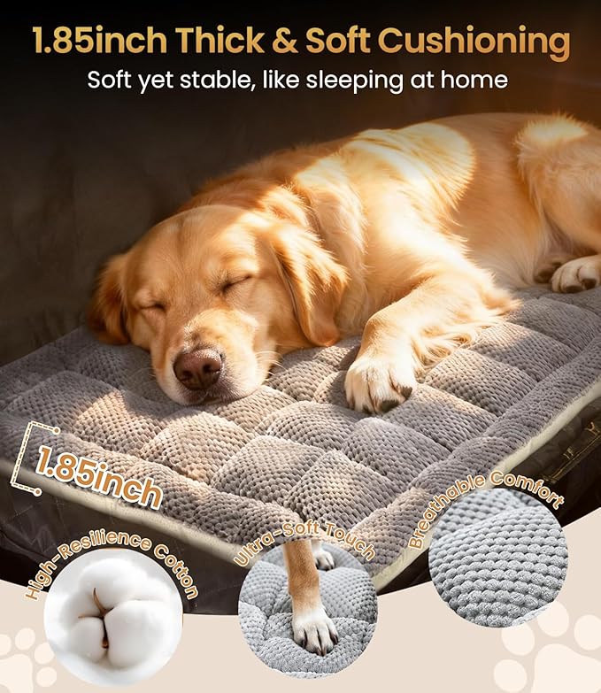 Zanch Thick Supportive Dog Car Bed for Car Backseat, Soft Non-Slip Travel Car Blanket Seat Cover with Joint Protection, Fits SUVs, Trucks & Backseat Extenders [Grey, 52.36"×24.8"]