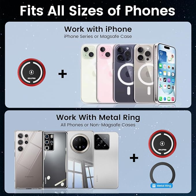 OHLPRO for MagSafe Car Charger Cup Holder Mount, 15W Fast Wireless Magnetic Charging Phone Holder for iPhone 16 15 14 13 12 Series, Adjustable Car Mount with Large Cup Base, One-Hand Operation