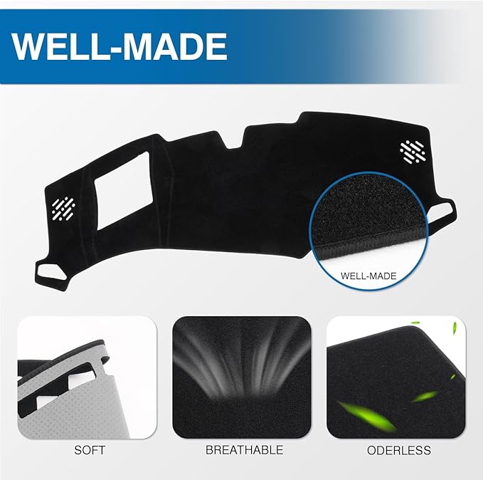 KUST Car Dash Cover for Chevrolet/Chevy Silverado EV 2024 2025 2026 (Only fits for WT Edition. Not fits for RST Edition) Polyester Dashboard Cover Non-Slip Accessories for Silverado EV No Glare Black