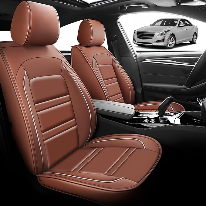 Seat Cover for Cadillac cts 2003-2019 | Car Seat Covers Front Seats, Waterproof Seat Protectors, Automotive Front Seat Covers (Front Seat, Coffee)