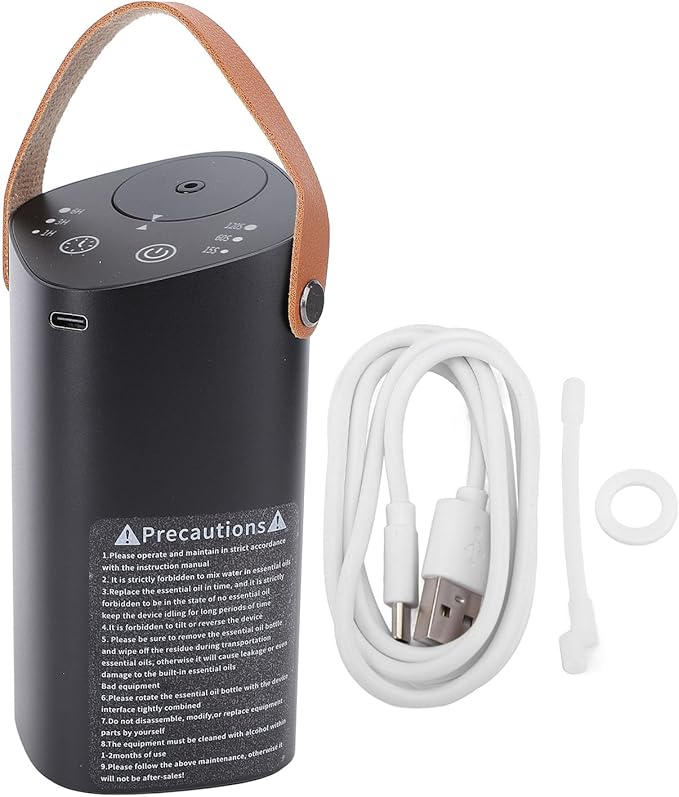 Waterless Essential Oil Diffuser Aluminum Quiet Portable Car Fragrance Diffuser Aromatherapy Machine with Timer for Bedroom Office