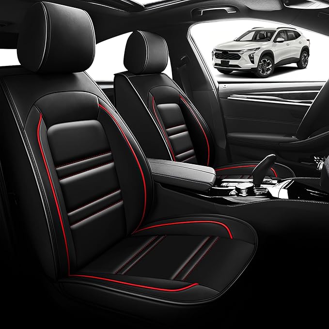Seat Cover for Chevy trax 2015-2025 | Car Seat Covers Front Seats, Waterproof Seat Protectors, Automotive Front Seat Covers (Front Seat, Black&Red Line)