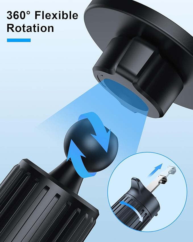 ZBF Magnetic Car Mount Charger, Mag-Safe Car Mount,Magnetic Car Phone Holder Mount, Car Cell Phone Holder Fit 17 16 15 14 13 12 All Smartphones (Air Vent)