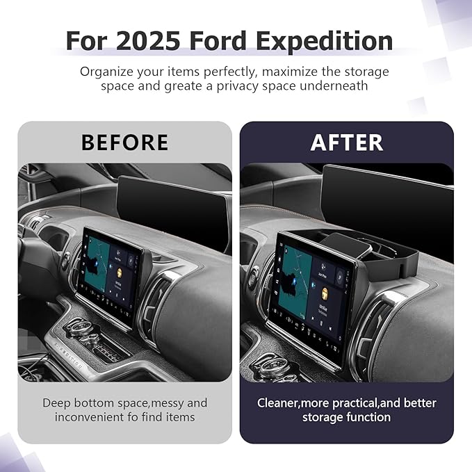 LUWU for 2026 Expedition Dashboard Storage Tray 2025 2026 Ford Expedition Active/Platinum/Tremor/King Ranch 13.2inch Behind Screen Organizer Center Console Dash Tray Expedition 2026 Accessories