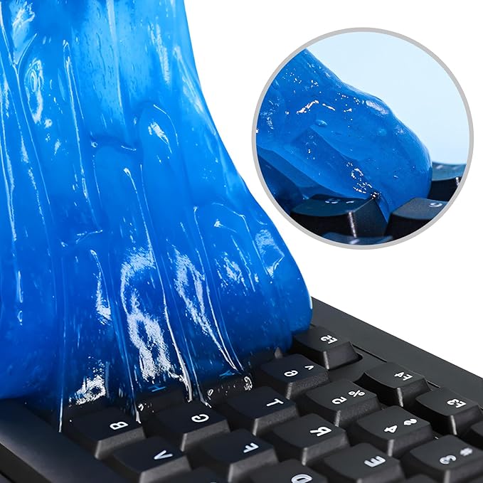 2 Pack Car Cleaning Gel Keyboard Cleaner Universal Auto Detailing Tools Car Interior Cleaner Cleaning Slime Dust Car Crevice Cleaner Car Accessories Keyboard Cleaner (2 Pack (Blue, Pink)