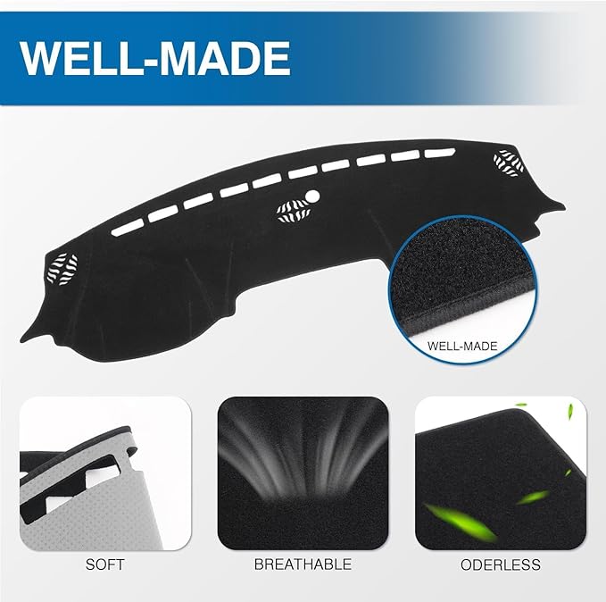 KUST Car Dash Cover for Dodge RAM 1500 2500 3500 2019-2024 2025 2026 Non-Slip Interior for Dodge RAM Accessories Dashboard Cover Custom Fit Dash Mat Sunshade Windshield Glare Black