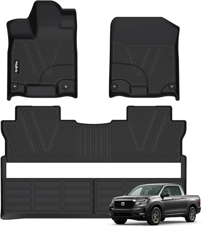 Wailtnb-Floor Mat Custom for Honda Ridgeline 2017-2026 All Weather Protection Waterproof Non-Slip Floor Liners Fit 1st& 2nd Row Accessories Black