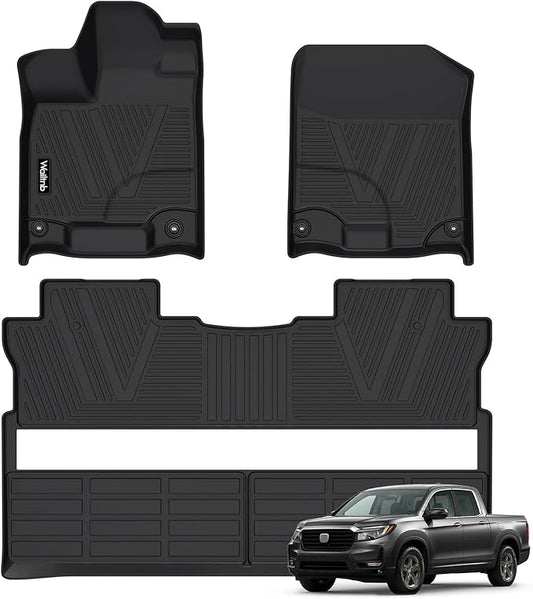 Wailtnb-Floor Mat Custom for Honda Ridgeline 2017-2026 All Weather Protection Waterproof Non-Slip Floor Liners Fit 1st& 2nd Row Accessories Black
