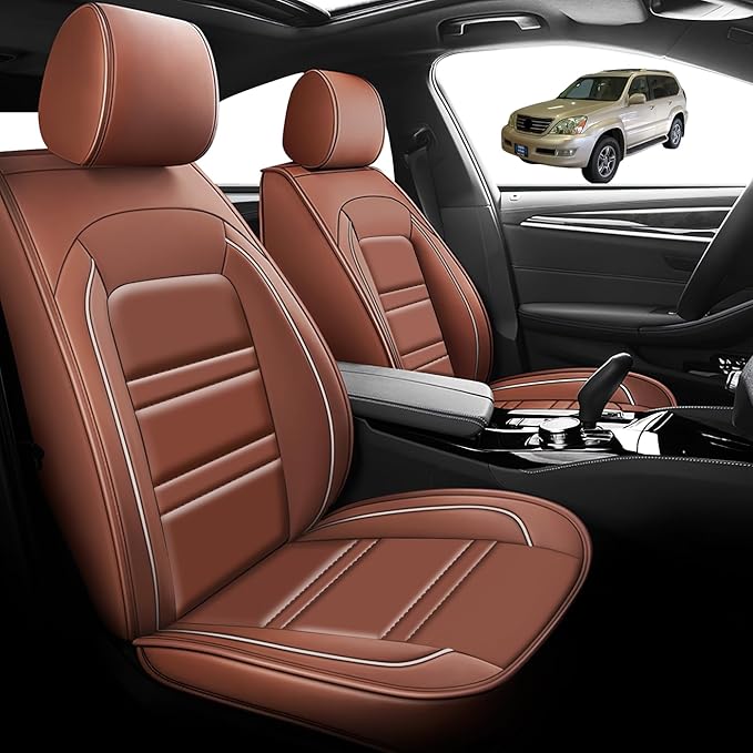 Seat Cover for Lexus Car gx470 2003-2009 | Car Seat Covers Front Seats, Waterproof Seat Protectors, Automotive Front Seat Covers (Front Seat, Coffee)