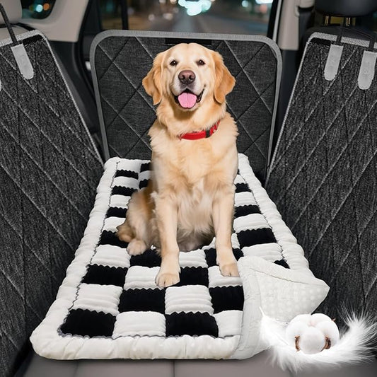 Thickened Dog Bed for Car Back Seat, Upgraded Bottom Non-Slip，Fits Hard Bottom car seat Cover for Dogs, Premium Mixed Color ，Dog Car Seat Cover