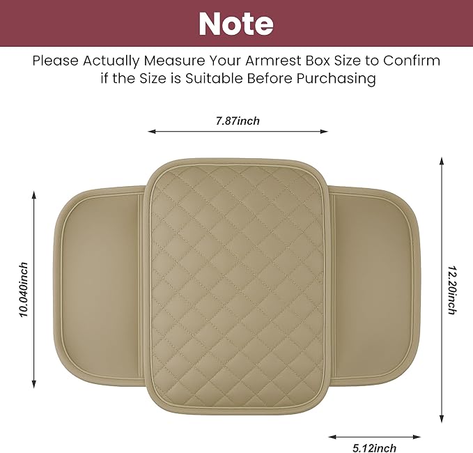 Upgraded Car Middle Center Console Cover,Microfiber Leather Car Armrest Cover Cushion with 2 Storage Bags,Universal Car Armrest Storage Box Car Interior Accessories for Most Vehicles (Beige)