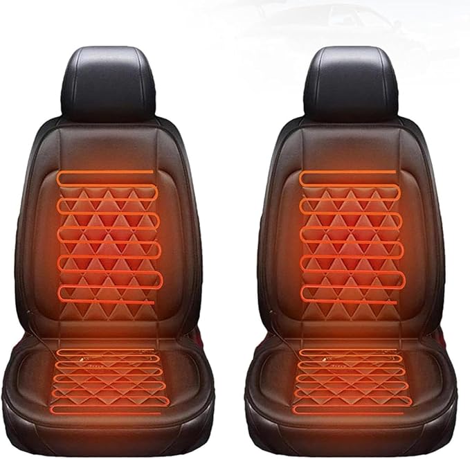 Universal Seat Cushion, Comfortable Large Heated Seat Cover，Non-Slip Breathable Unique Back Rest Black 2Pcs
