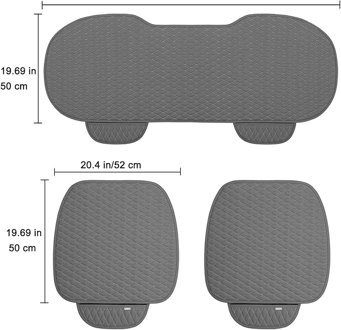 West Llama Pu Leather Car Seat Bottom Covers Protectors Include 1 Pair Front Driver Seat Pad Mat and 1 Rear Bench Cover Universal Fit 90% Vehicles,Gray