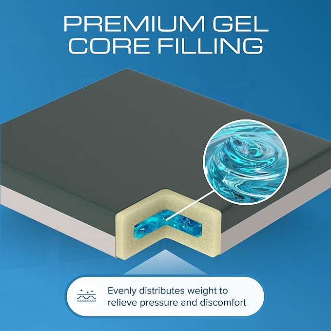 Kölbs Gel Extreme Wheelchair Cushions Seat Cushion, Coccyx, Sciatica & Tailbone Pain Relief Seating Pad Ideal for Office, Kitchen Wheelchairs and Auto, 20 x 16, 3 Inch Thick