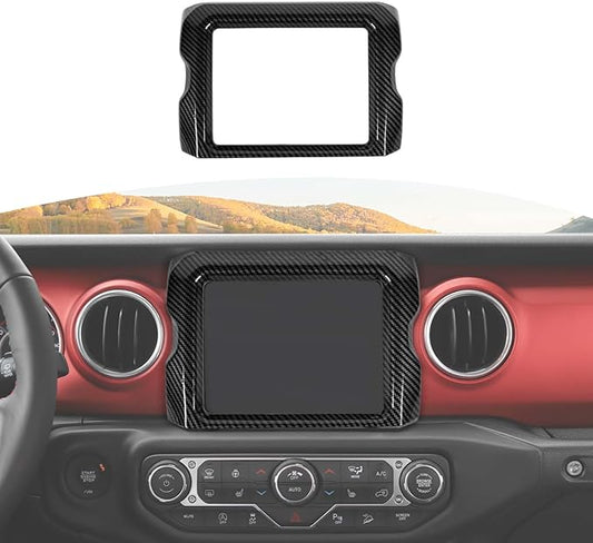 RT-TCZ for Jeep JL Center Console Radio Display Panel Trim Cover for Jeep Wrangler JL JLU Gladiator JT 2018-2023 Black Carbon Fiber Interior Accessories 8.4 inch
