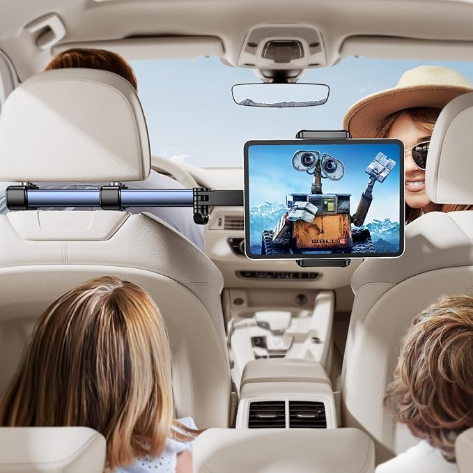 Headrest Tablet Holder for Car Accessories : [18.11-inch Long Arm] 3-in-1 Backseat Tablet Holder for Kids Road Trip Compatible with iPad Switch Smartphones & Tablets or Other 4.7-13" Devices