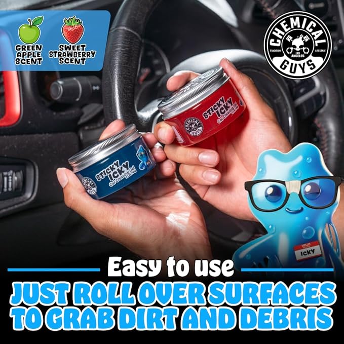 Chemical Guys Sticky Icky Car Cleaning Gel, Green Apple & Sweet Strawberry Scent - Detailing Kit, Car Dust Crevice Cleaner, Slime Auto Air Vent, Cleaning Putty for Keyboard Cleaner (4 Pack) - CJK1004