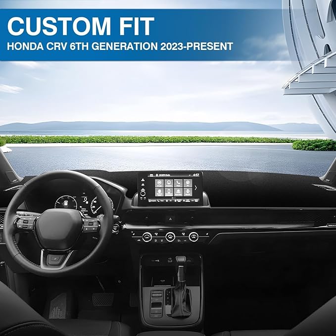 KUST Car Dash Cover for Honda CRV CR-V 2023 2024 2025 2026 (EX, EX-L, Sport, Sport Touring) (Without HUD) Non-Slip Dashboard Cover Polyester Interior for CRV Accessories Sunshade No Glare Black