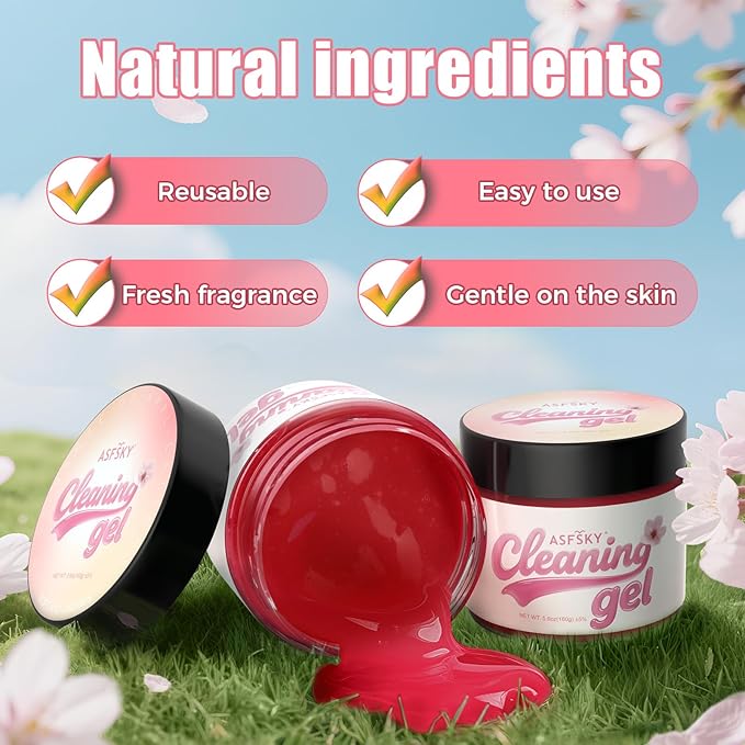 ASFSKY Car Cleaning Gel (Pink,Sakura) Cleaning Putty Universal Dust Cleaning Car Interior Cleaner Keyboard Dust Remover Car Slime Gifts for Men Women girl（1 pack）