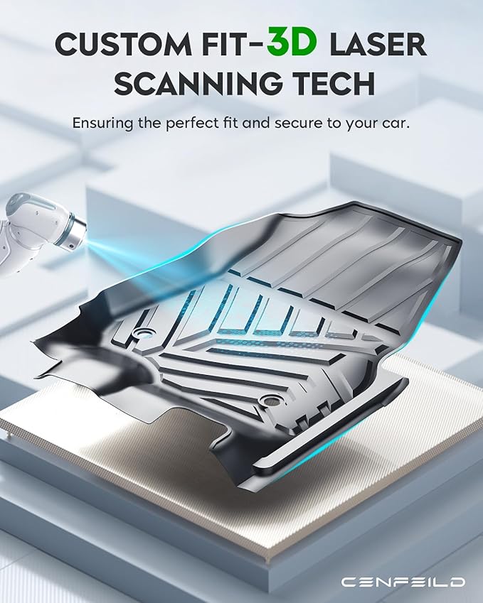 Floor Mats Compatible with 2017-2024 Ford F-250 F250 F-350 F350 Super Duty Crew Cab, Custom Fit All Weather TPE Floor Liners, Front & 2nd Row Car Mats (not Fit for Trucks with Vinyl Floors), Set of 3