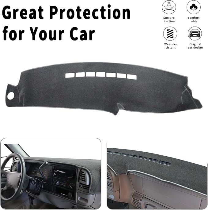 POSAID Dash Cover for 1997-2000 Chevy Chevrolet Silverado/GMC Sierra C1500 C2500 C3500 K1500 K2500 K3500, Dashboard Cover for 1997-1999 Chevy Tahoe/GMC Yukon, for 1999-2000 Cadillac Escalade, Gray