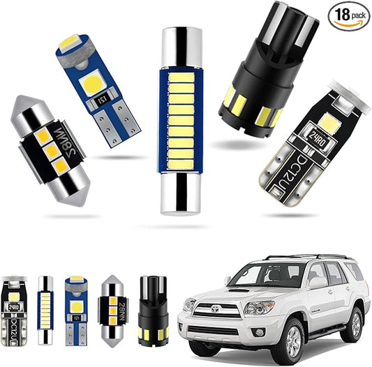 EASY EAGLE LED Interior Car Lights for Toyota-4Runner-2003-2009: 18 Piece Kit White LED Light Bulbs - Super Bright 6000K + Install Tool
