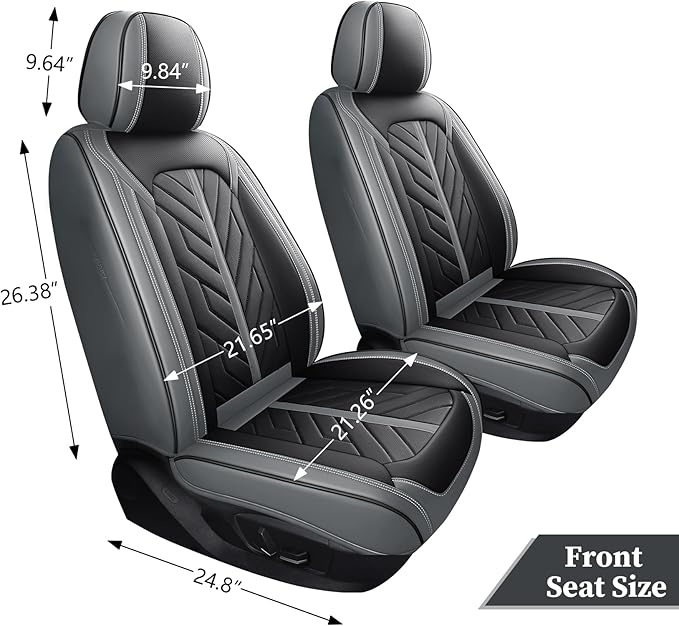 Tomatoman Front Car Seat Covers Compatible with Accent Elantra Tucson Equus Genesis Sonata Jeep Renegade Liberty Cherokee Full Coverage Car Protecror(2PCS Front/Black-Grey)