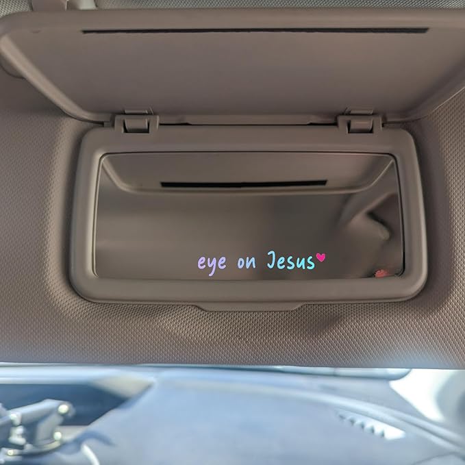 Rearview -Mirror -Decal Water Bottle -Stickers Affirmation Reminder Sticker Laptop Bumper Tumbler Vinyl Sticker Car Mirror Decal Funny Car Decor -Gift (Holographic, Eye on Jesus)