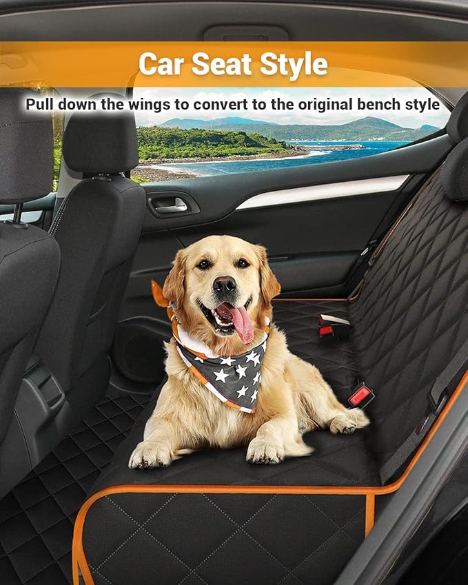 Victoper Dog Car Seat Cover, Heavy Durable Dog Seat Cover for Back Seat, 100% Waterproof Scratch Proof Nonslip Dog Hammock for Car with Side Flap, Pet Back Seat Covers Large 60" W x 64" L