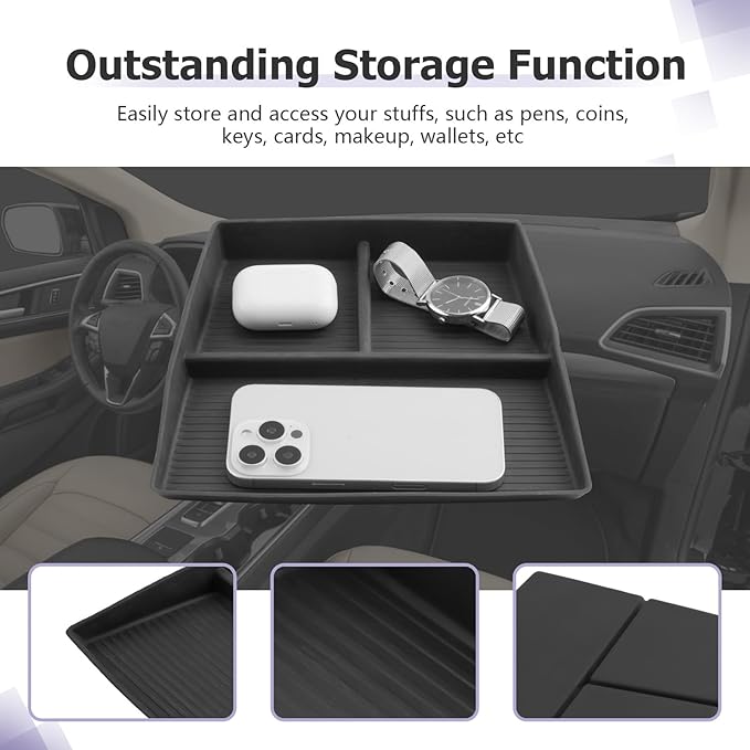 LUWU for 2024 Edge Dashboard Storage Tray - 2021 2022 2023 2024 Ford Edge 12-inch Behind Screen Organizer Center Console Display Box Dash Tray Edge 2024 Accessories (Only for 12" Screen)