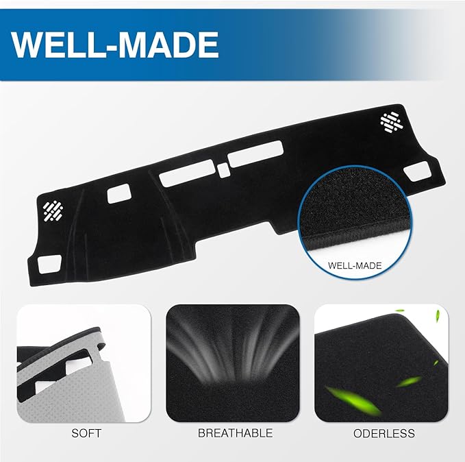 KUST Car Dash Cover for Chevy Chevrolet Colorado 2023 2024 2025 2026 Non-Slip Dashboard Cover Polyester Interior Accessories for Colorado Custom Fit Dash Mat Sunshade No Glare Black